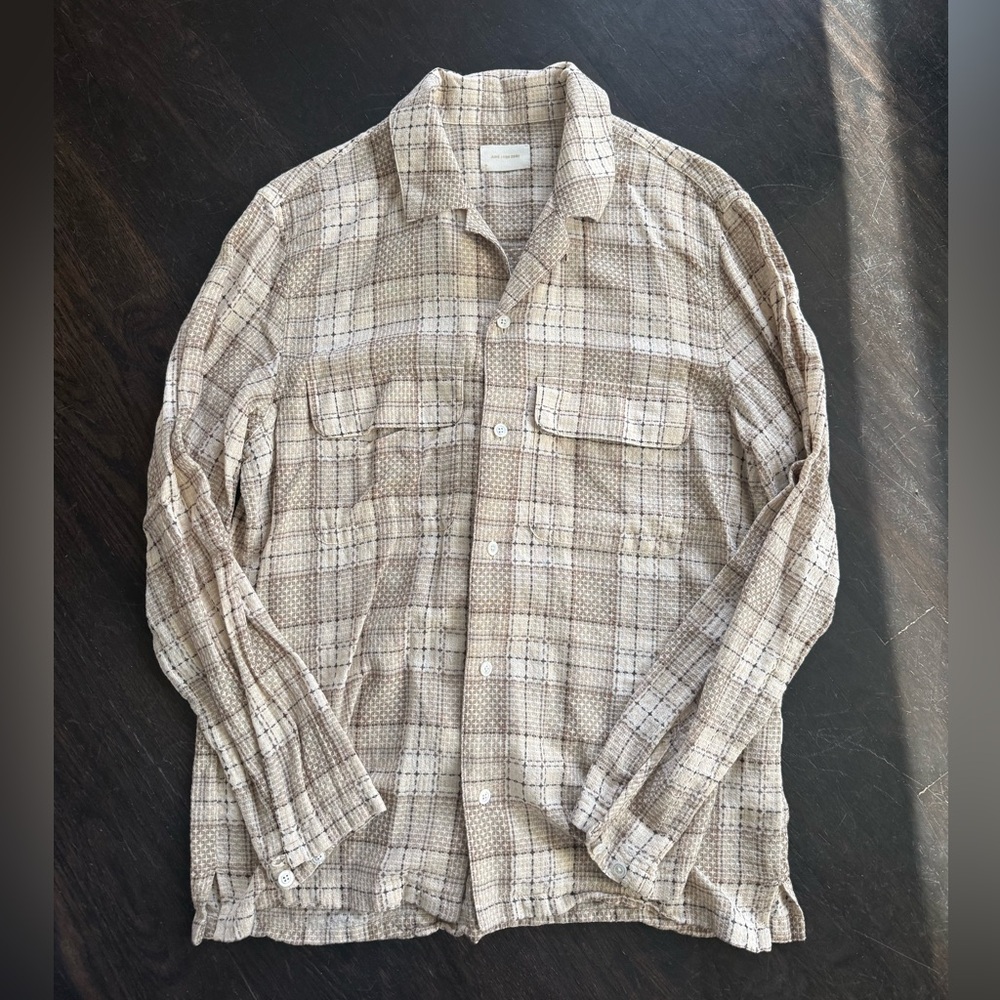 EXCELLENT CONDITION Aime Leon Dore Beige Plaid Lightweight Shirt Jacket